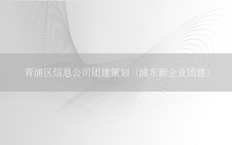 青浦区信息公司团建策划（浦东新企业团建）