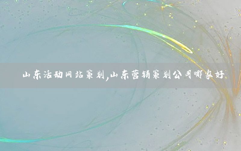 山东活动网站策划，山东营销策划公司哪家好