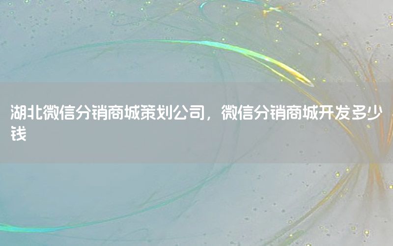湖北微信分销商城策划公司，微信分销商城开发多少钱