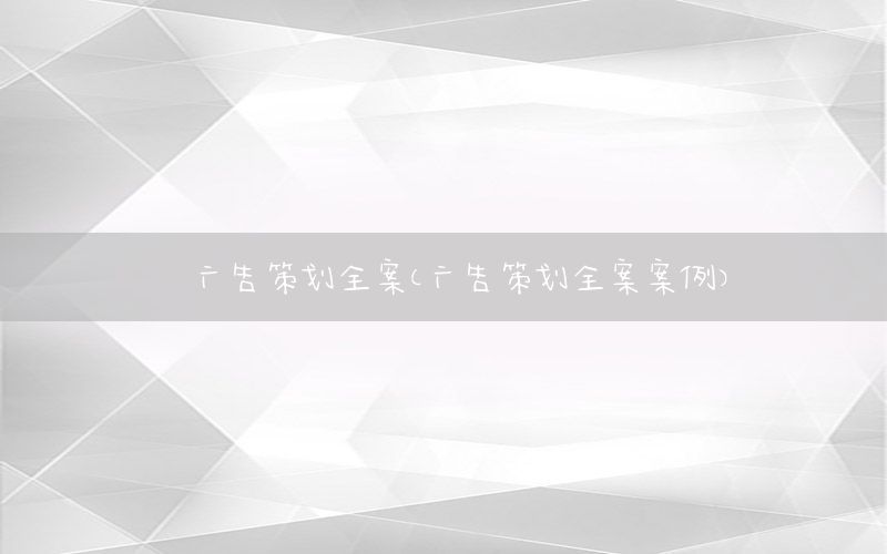 广告策划全案（广告策划全案案例）