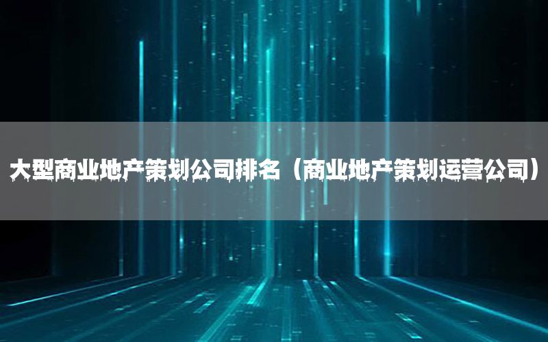 大型商业地产策划公司排名（商业地产策划运营公司）