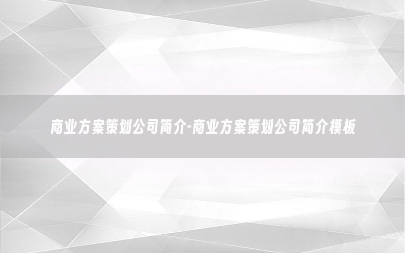 商业方案策划公司简介-商业方案策划公司简介模板