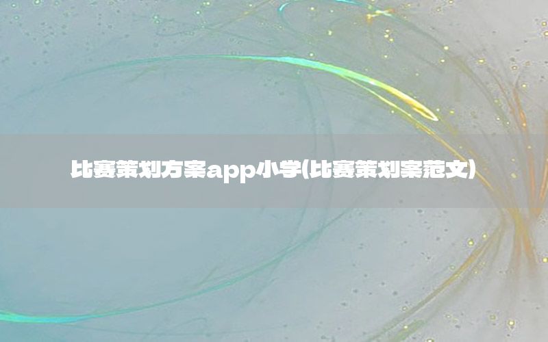 比赛策划方案app小学（比赛策划案范文）