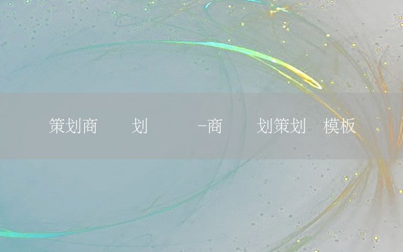 策划商业计划书总结-商业计划策划书模板