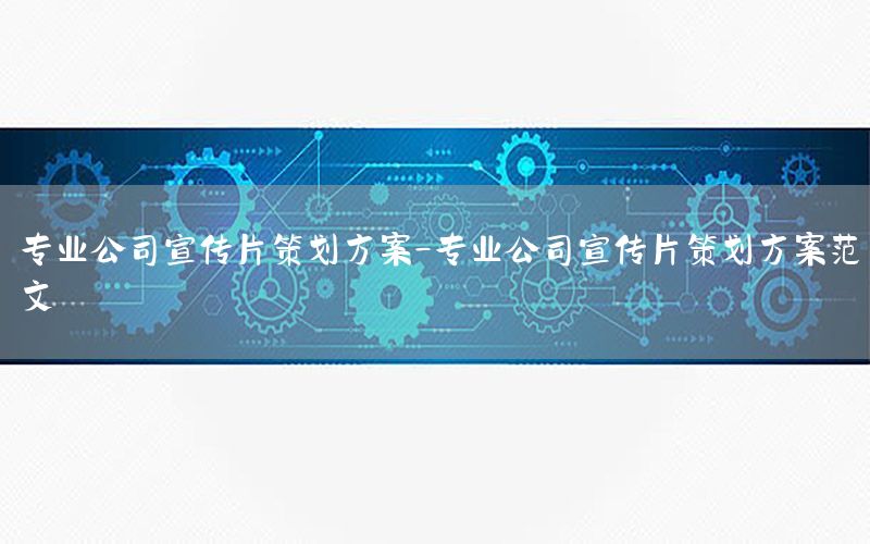 专业公司宣传片策划方案-专业公司宣传片策划方案范文