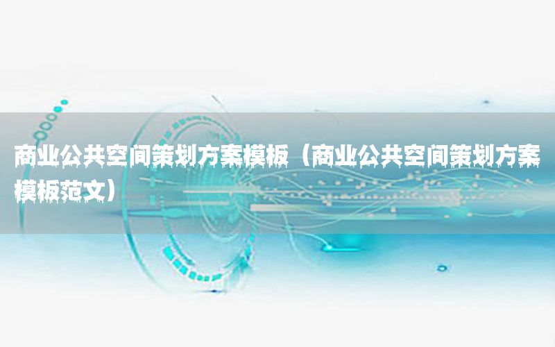 商业公共空间策划方案模板（商业公共空间策划方案模板范文）