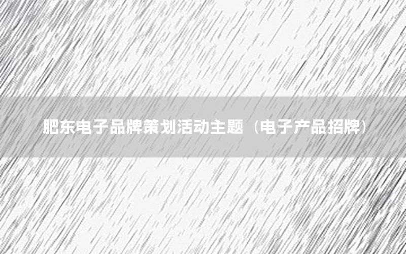 肥东电子品牌策划活动主题（电子产品招牌）