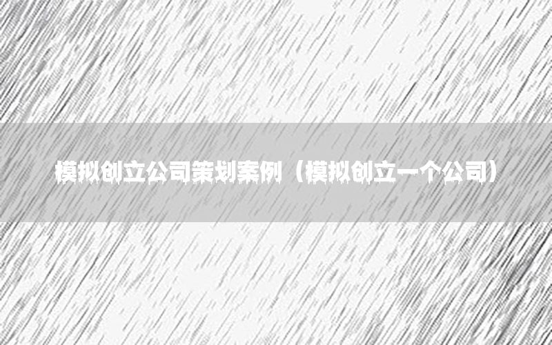 模拟创立公司策划案例（模拟创立一个公司）
