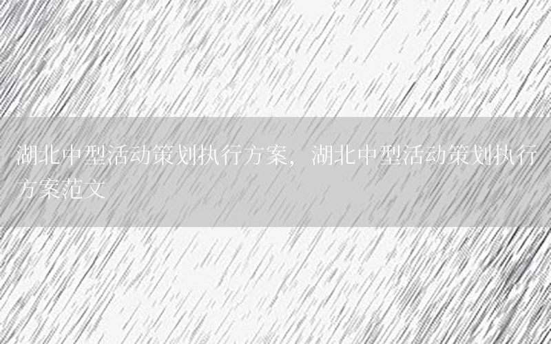 湖北中型活动策划执行方案，湖北中型活动策划执行方案范文