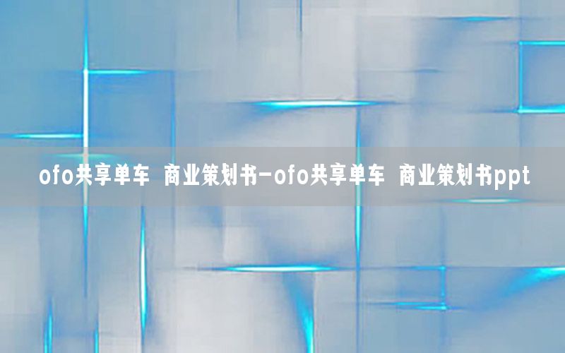 ofo共享单车 商业策划书-ofo共享单车 商业策划书ppt