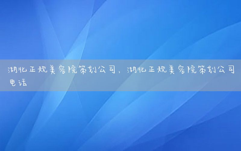 湖北正规美容院策划公司，湖北正规美容院策划公司电话