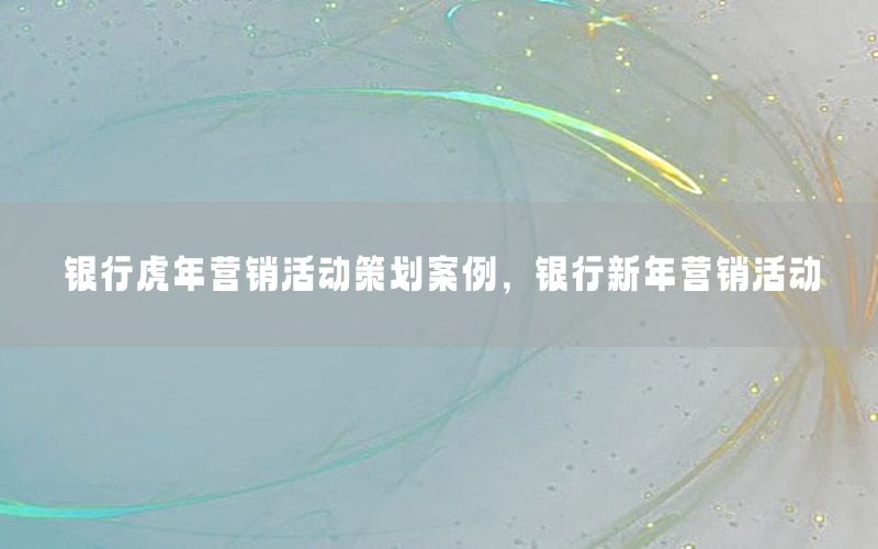 银行虎年营销活动策划案例，银行新年营销活动
