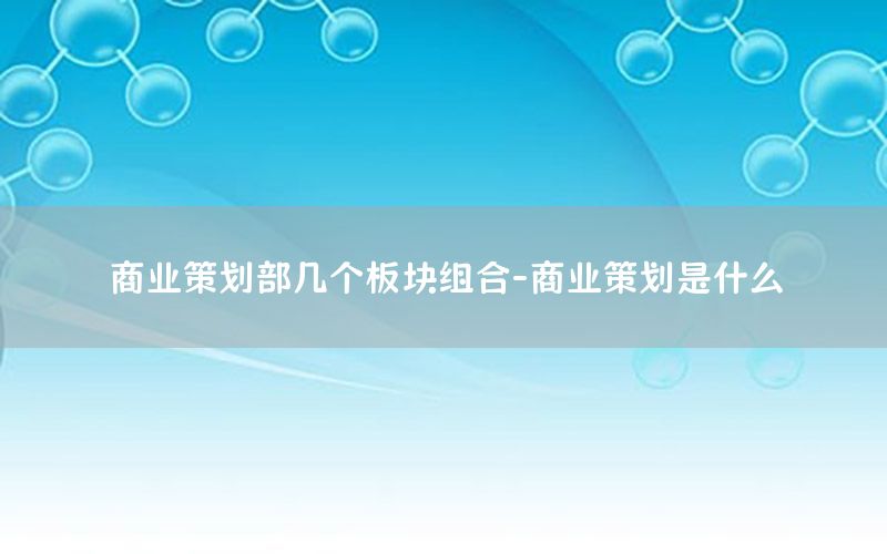 商业策划部几个板块组合-商业策划是什么