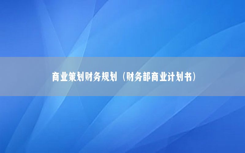 商业策划财务规划（财务部商业计划书）