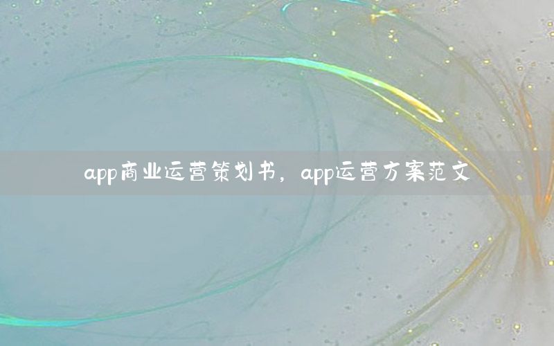 app商业运营策划书，app运营方案范文