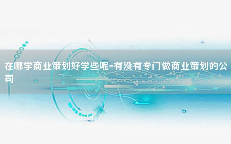 在哪学商业策划好学些呢-有没有专门做商业策划的公司