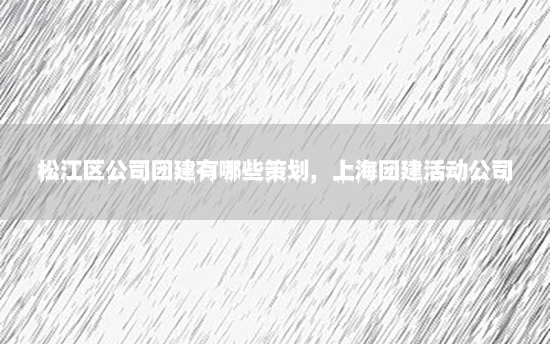 松江区公司团建有哪些策划，上海团建活动公司