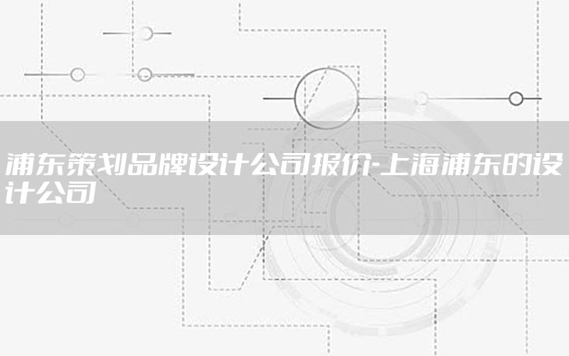 浦东策划品牌设计公司报价-上海浦东的设计公司