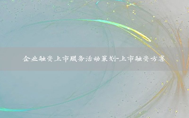 企业融资上市服务活动策划-上市融资方案