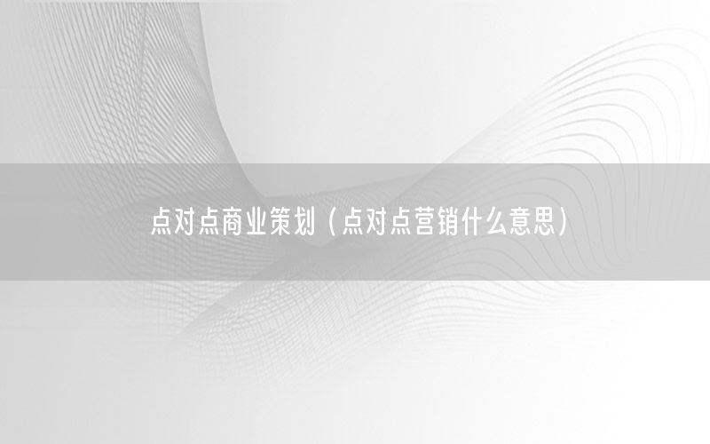 点对点商业策划（点对点营销什么意思）