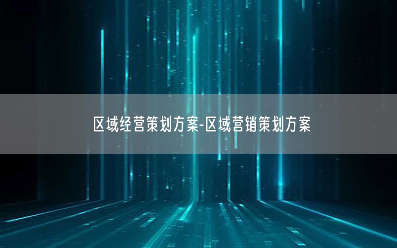 区域经营策划方案-区域营销策划方案