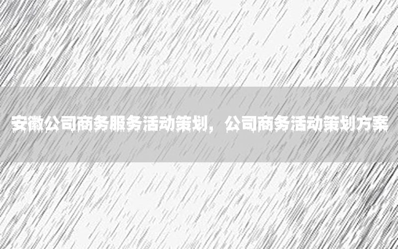 安徽公司商务服务活动策划，公司商务活动策划方案