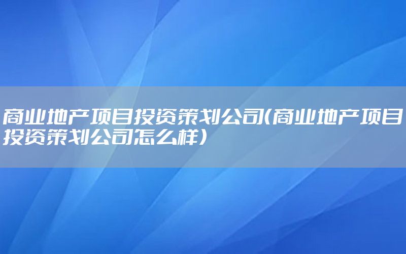 商业地产项目投资策划公司（商业地产项目投资策划公司怎么样）