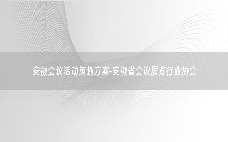 安徽会议活动策划方案-安徽省会议展览行业协会