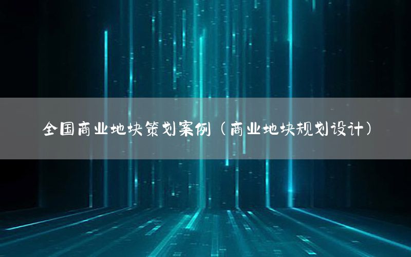 全国商业地块策划案例（商业地块规划设计）