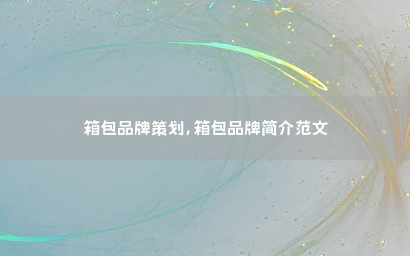 箱包品牌策划，箱包品牌简介范文