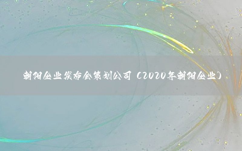 朝阳企业发布会策划公司（2020年朝阳企业）