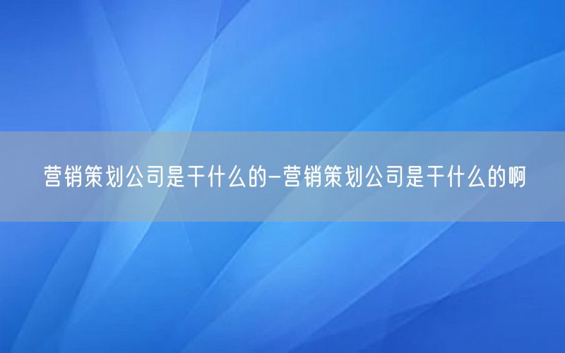 营销策划公司是干什么的-营销策划公司是干什么的啊