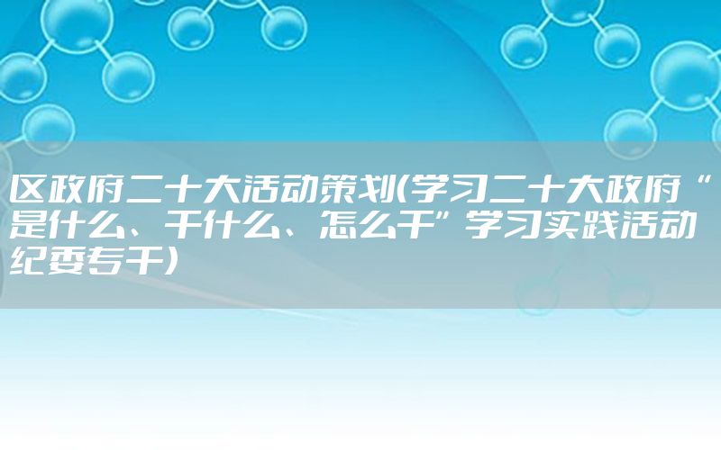区政府二十大活动策划（学习二十大政府“是什么、干什么、怎么干”学习实践活动纪委专干）