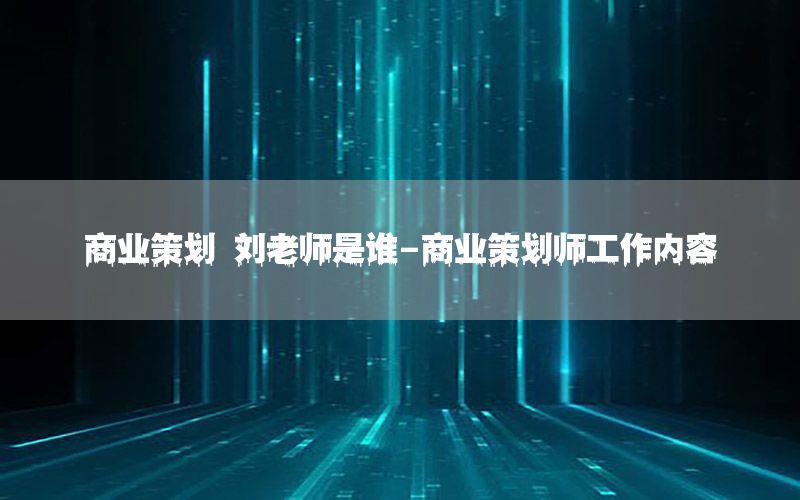 商业策划 刘老师是谁-商业策划师工作内容