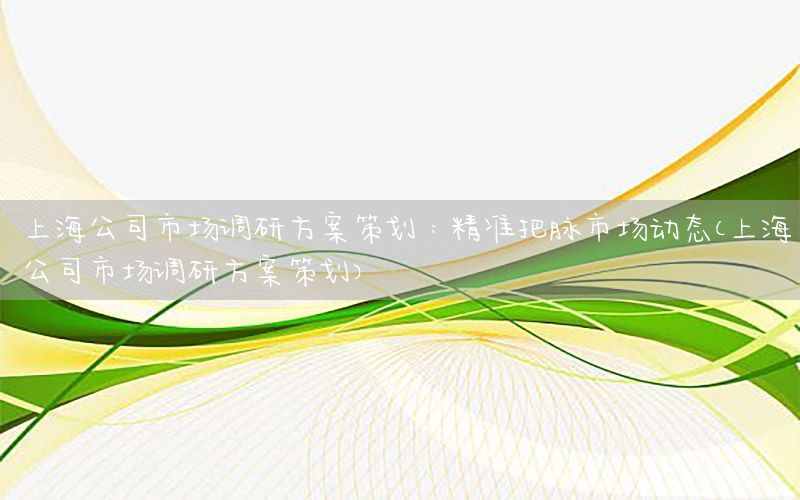 上海公司市场调研方案策划：精准把脉市场动态（上海公司市场调研方案策划）