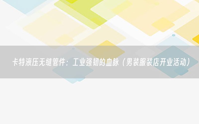 卡特液压无缝管件：工业强韧的血脉（男装服装店开业活动）