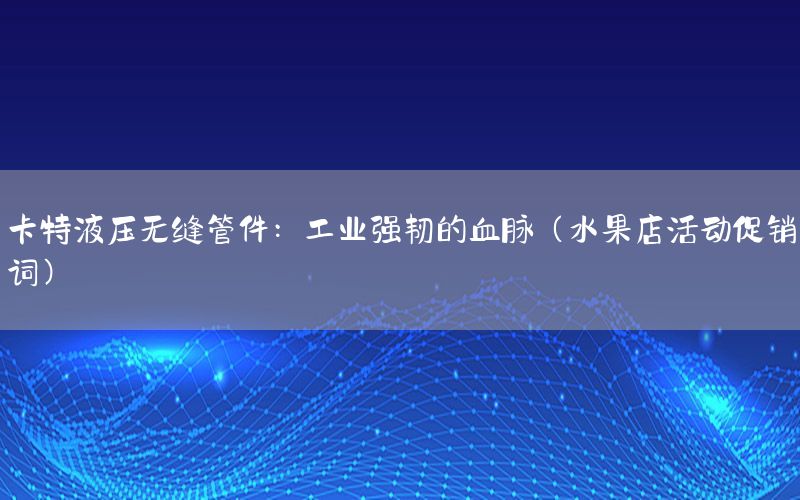 卡特液压无缝管件：工业强韧的血脉（水果店活动促销词）
