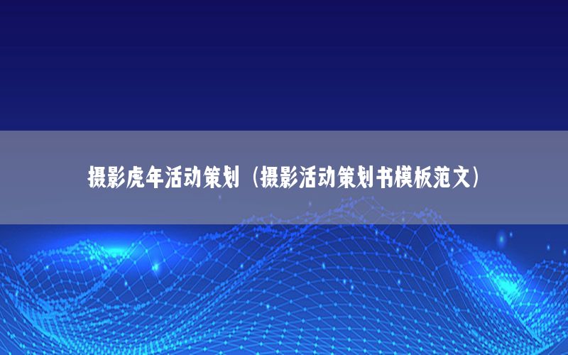 摄影虎年活动策划（摄影活动策划书模板范文）