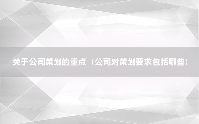 关于公司策划的重点（公司对策划要求包括哪些）