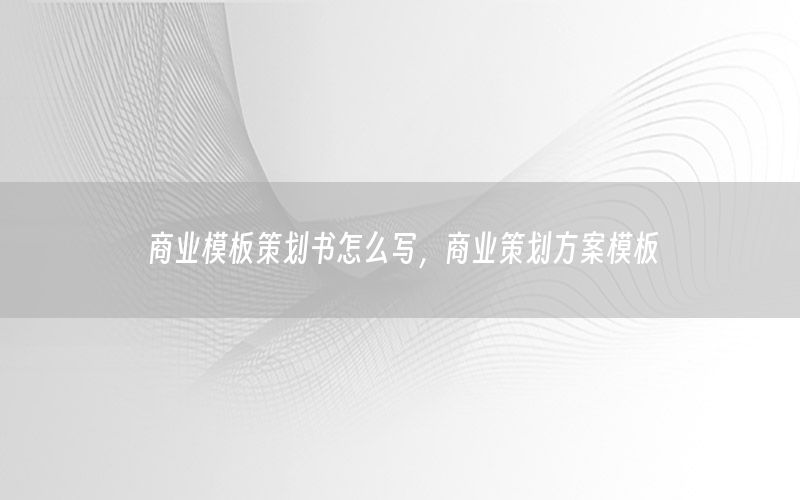 商业模板策划书怎么写，商业策划方案模板