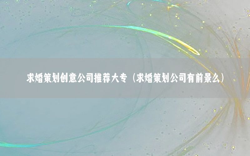 求婚策划创意公司推荐大专（求婚策划公司有前景么）