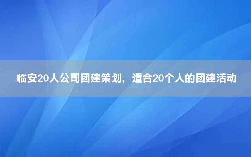 临安20人公司团建策划，适合20个人的团建活动