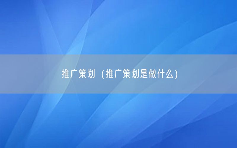 推广策划（推广策划是做什么）