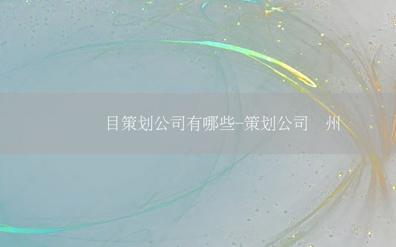 广东项目策划公司有哪些-策划公司广州