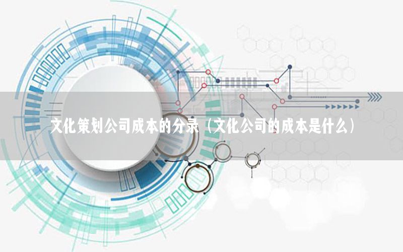 文化策划公司成本的分录（文化公司的成本是什么）
