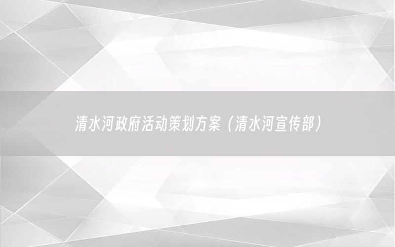 清水河政府活动策划方案（清水河宣传部）
