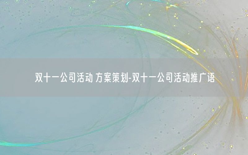 双十一公司活动 方案策划-双十一公司活动推广语