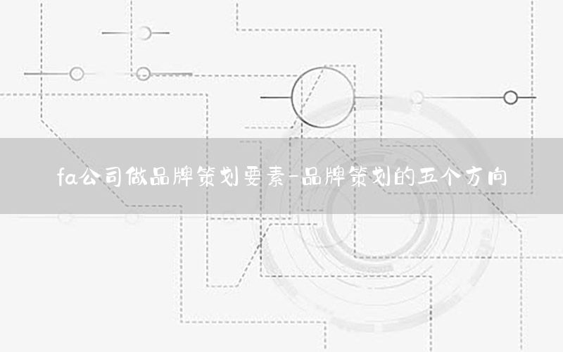 fa公司做品牌策划要素-品牌策划的五个方向
