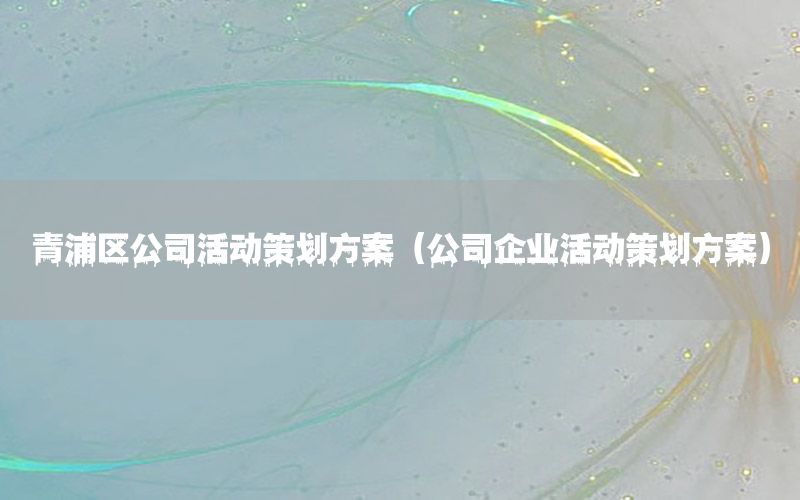 青浦区公司活动策划方案（公司企业活动策划方案）