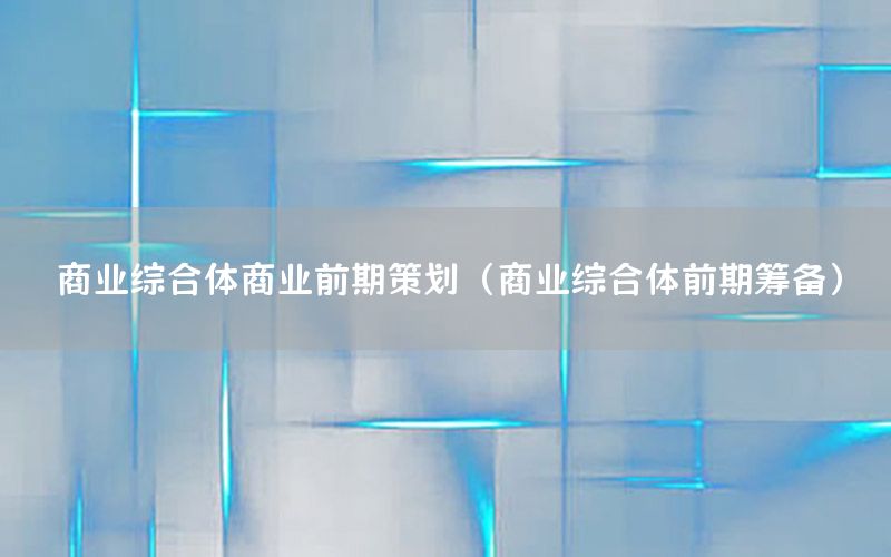 商业综合体商业前期策划（商业综合体前期筹备）